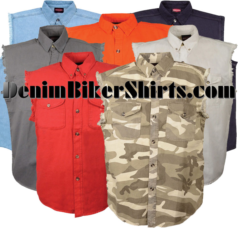 wholesale sleeveless denim biker shirts