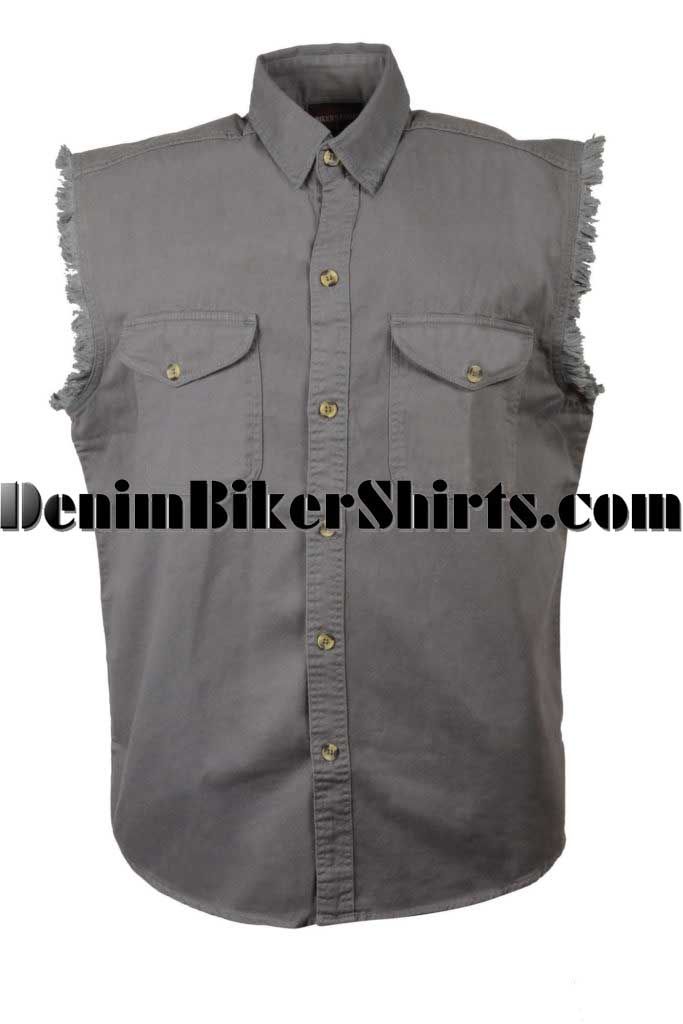 sleeveless denim biker shirts